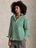 Ralph Lauren Cotton Relaxed Fit Striped Shirt, Green/White
