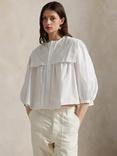 Ralph Lauren Cotton Poplin Bib Blouse, White