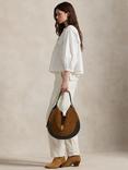 Ralph Lauren Cotton Poplin Bib Blouse, White