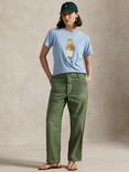 Ralph Lauren Cotton Crew Neck Polo Bear T-Shirt, Light Blue/Multi