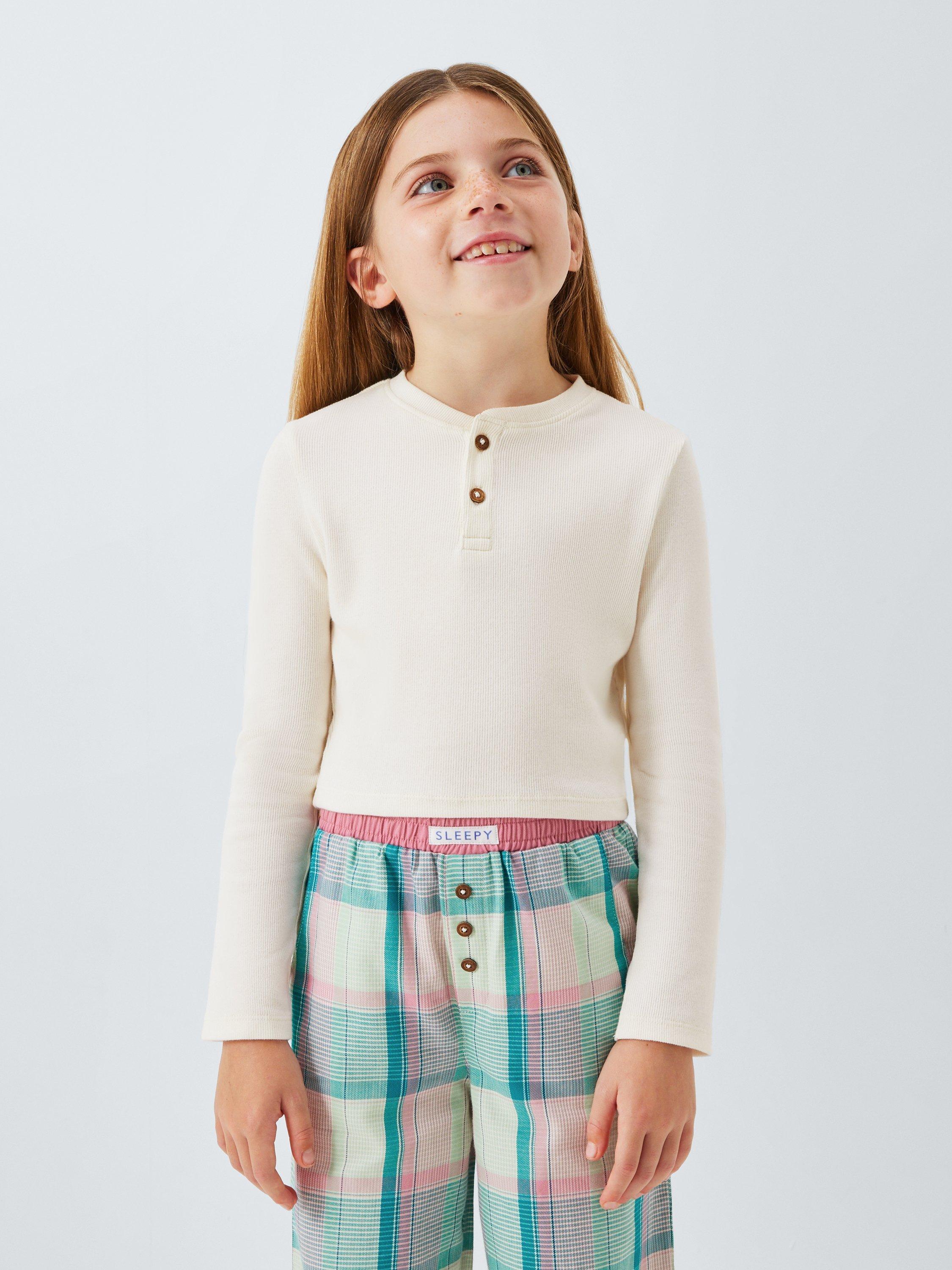 Product image 3 of 7, which shows John Lewis Kids' Cotton Long Sleeved Checked Pyjamas, Green, 5 years