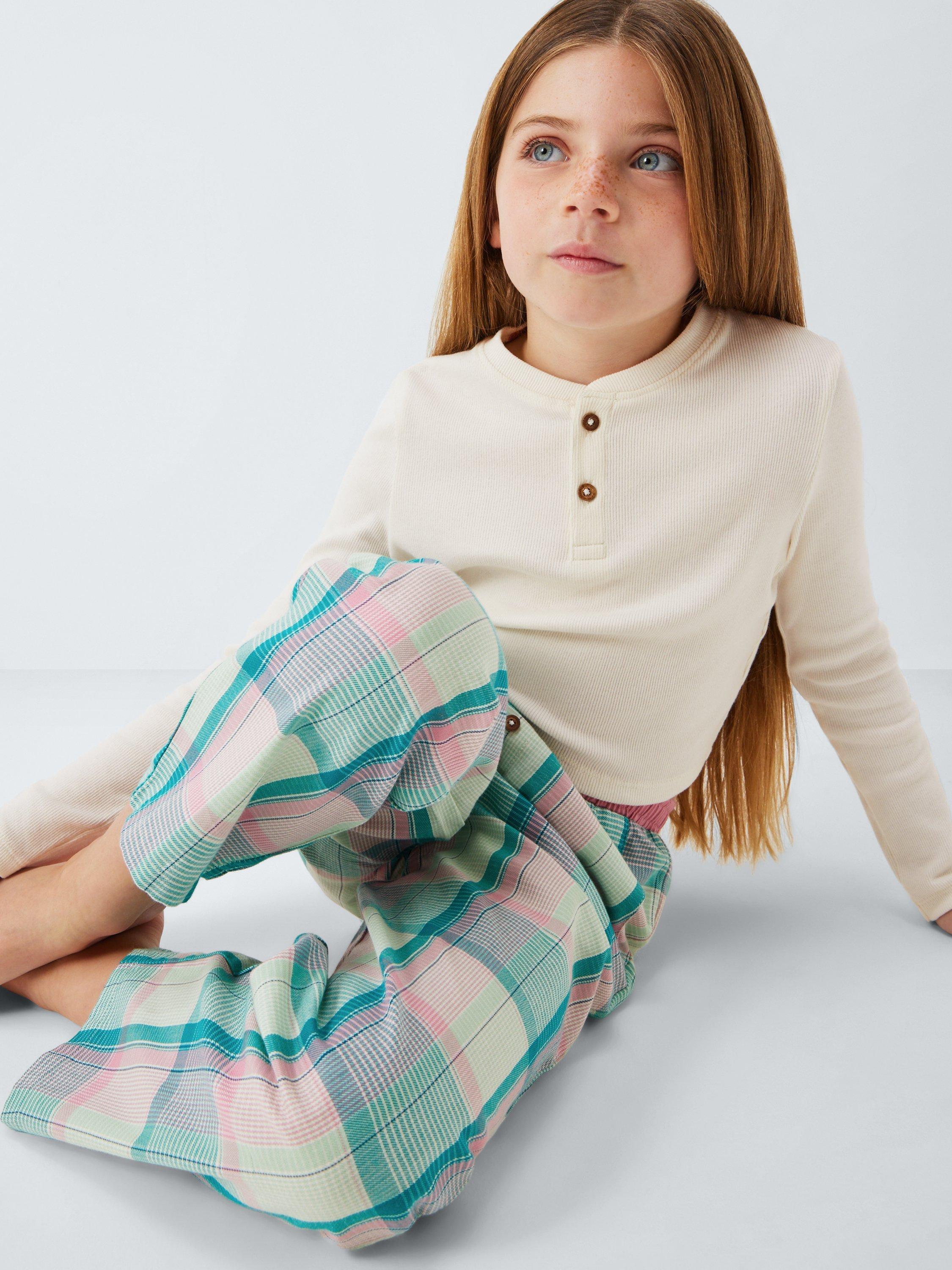 Product image 7 of 7, which shows John Lewis Kids' Cotton Long Sleeved Checked Pyjamas, Green, 5 years