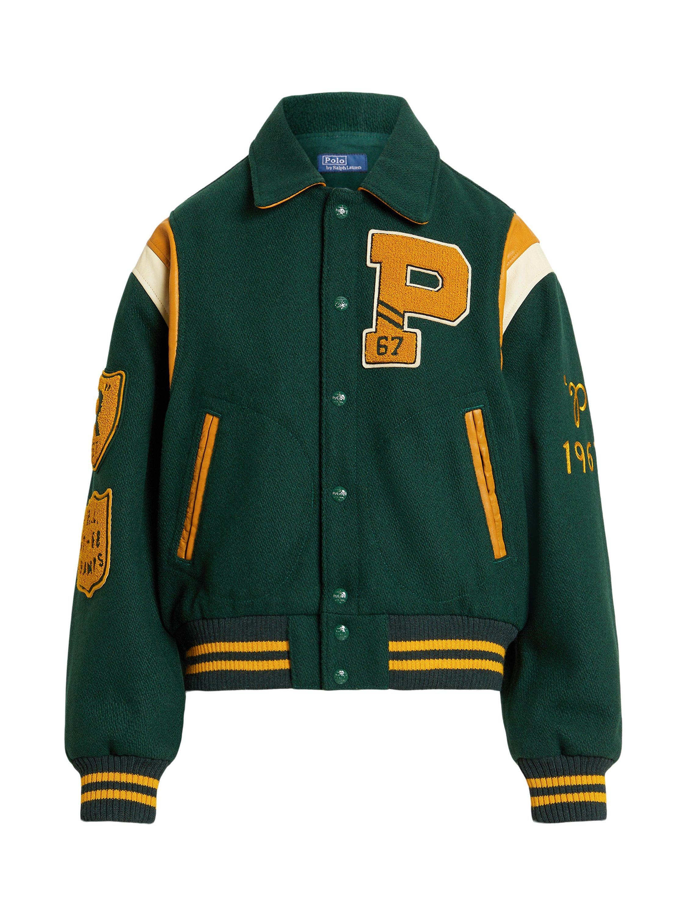 Polo Ralph Lauren Wool Rich Letterman Jacket, Green/Multi