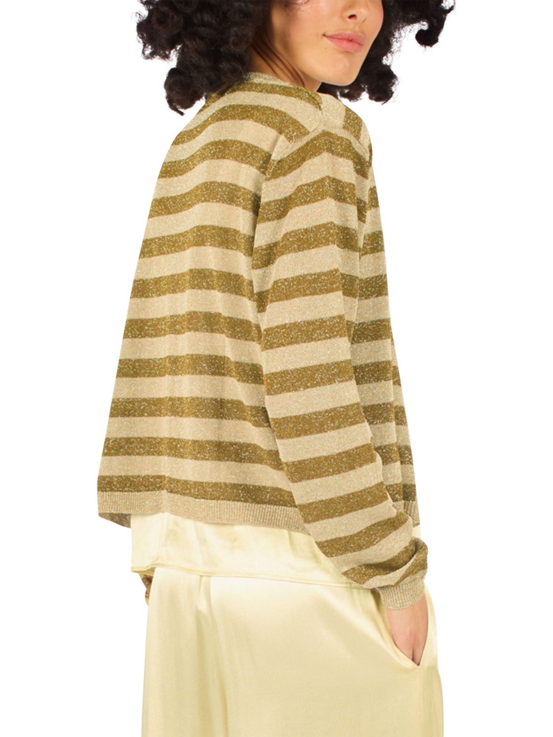 Product image 2 of 5, which shows Traffic People Tarnish Summer Madness Cardigan, Gold, S-M