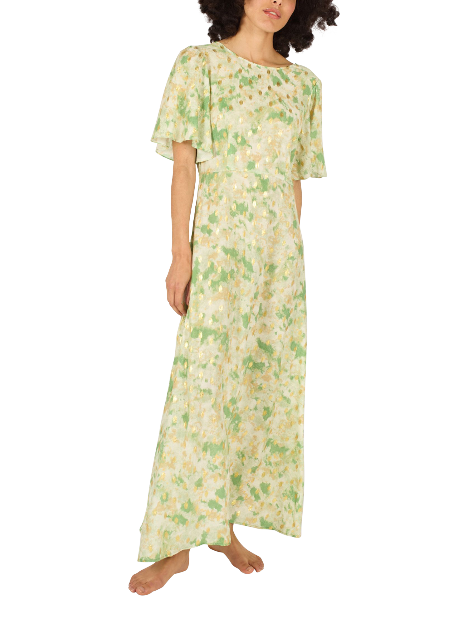 Product image 2 of 6, which shows Traffic People Rene Gold Rush Dress, Green, XS