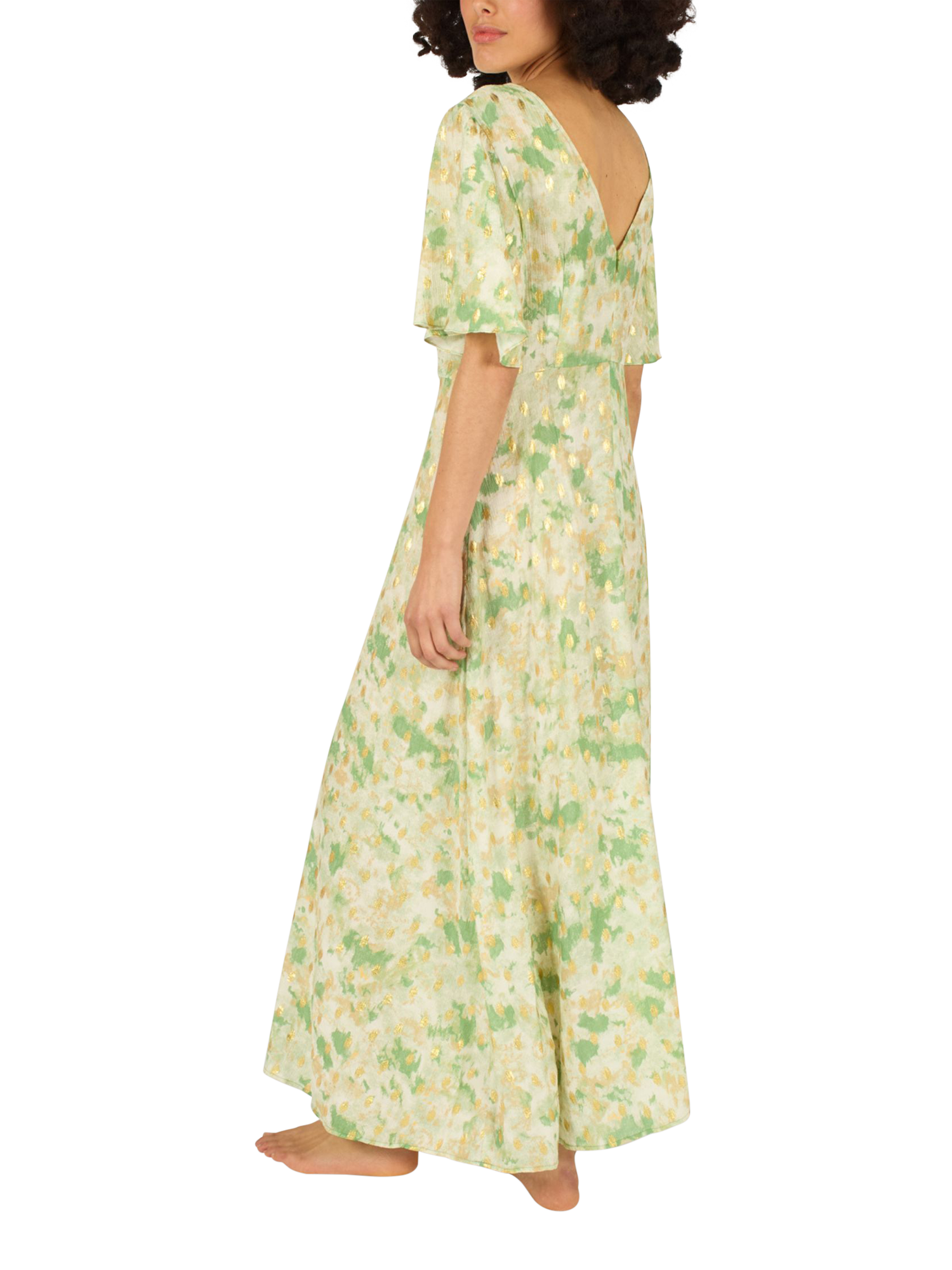 Product image 3 of 6, which shows Traffic People Rene Gold Rush Dress, Green, XS