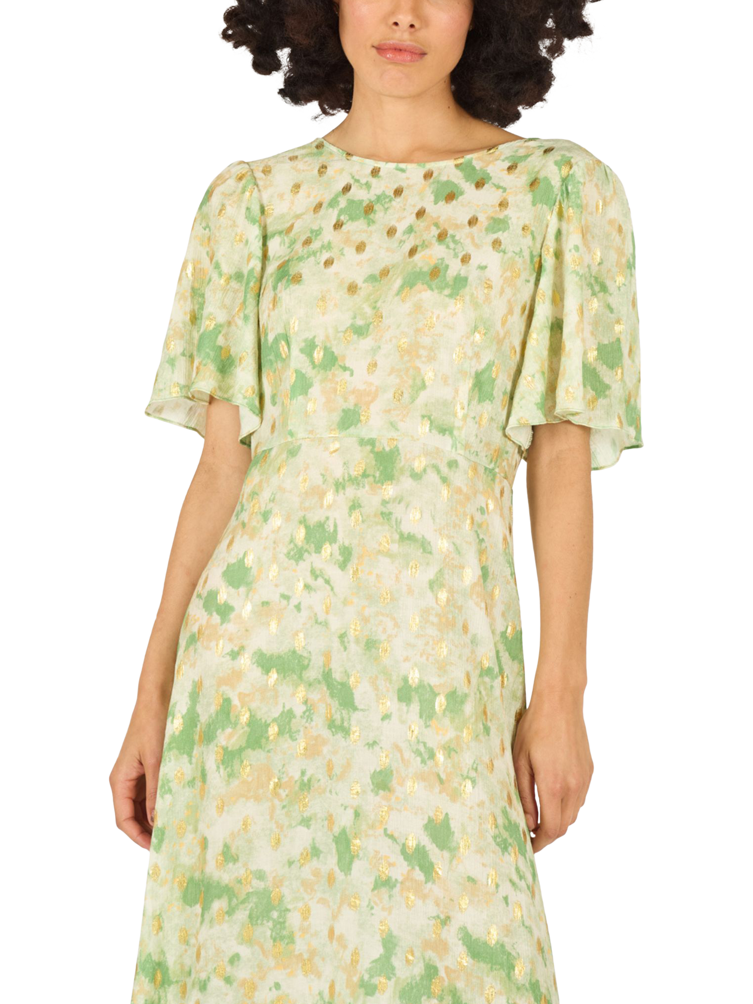 Product image 4 of 6, which shows Traffic People Rene Gold Rush Dress, Green, XS