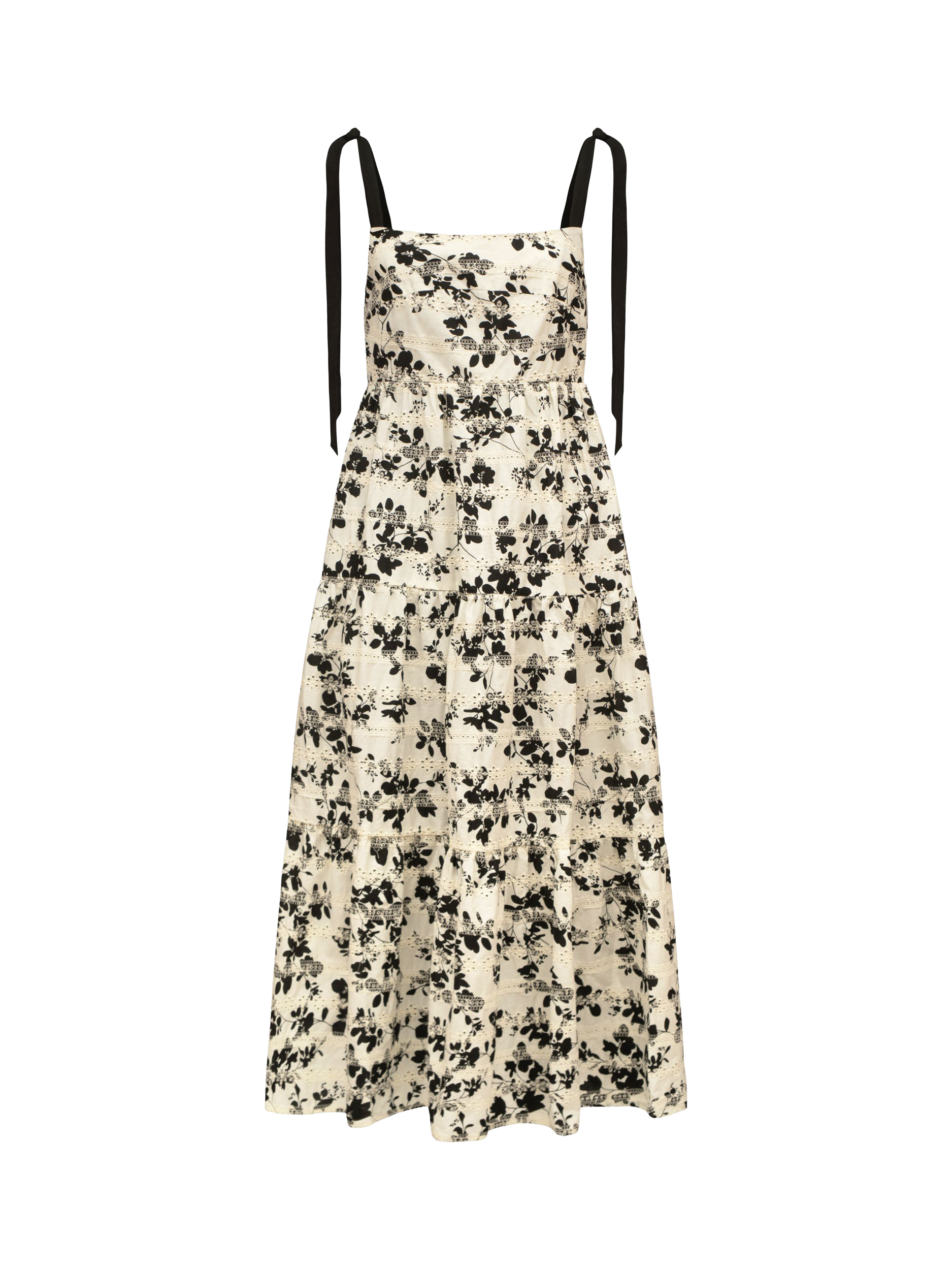 Product image 5 of 6, which shows Traffic People Lily Long Hot Summer Floral Dress, Black/White, XS