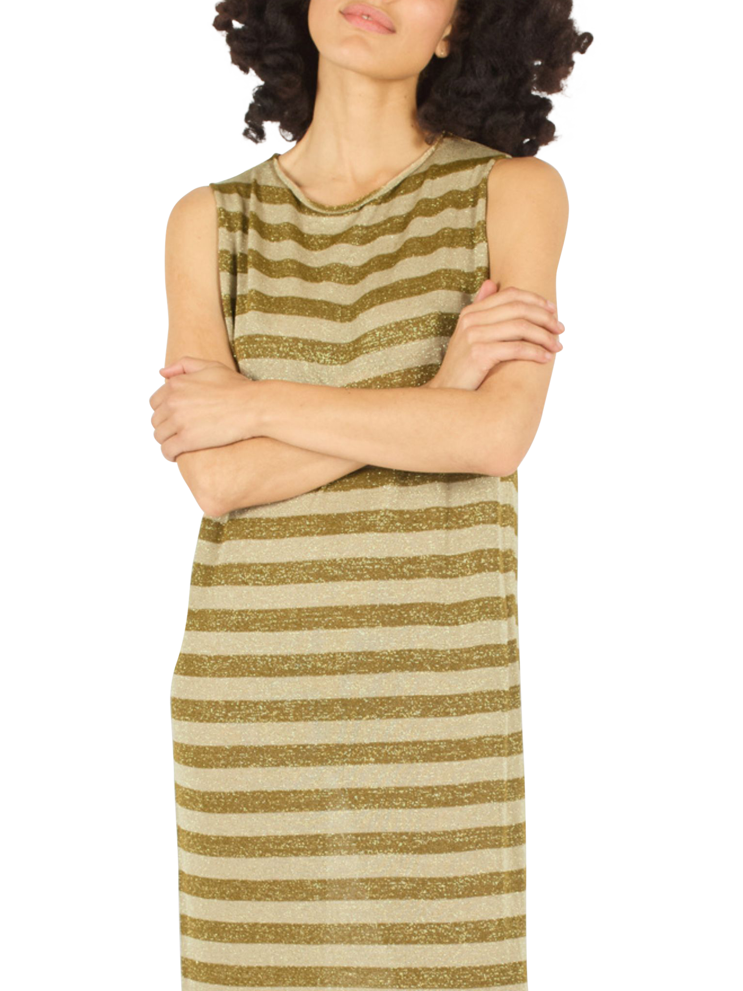 Product image 3 of 6, which shows Traffic People Tarnish Summer Madness Dress, Gold, S-M