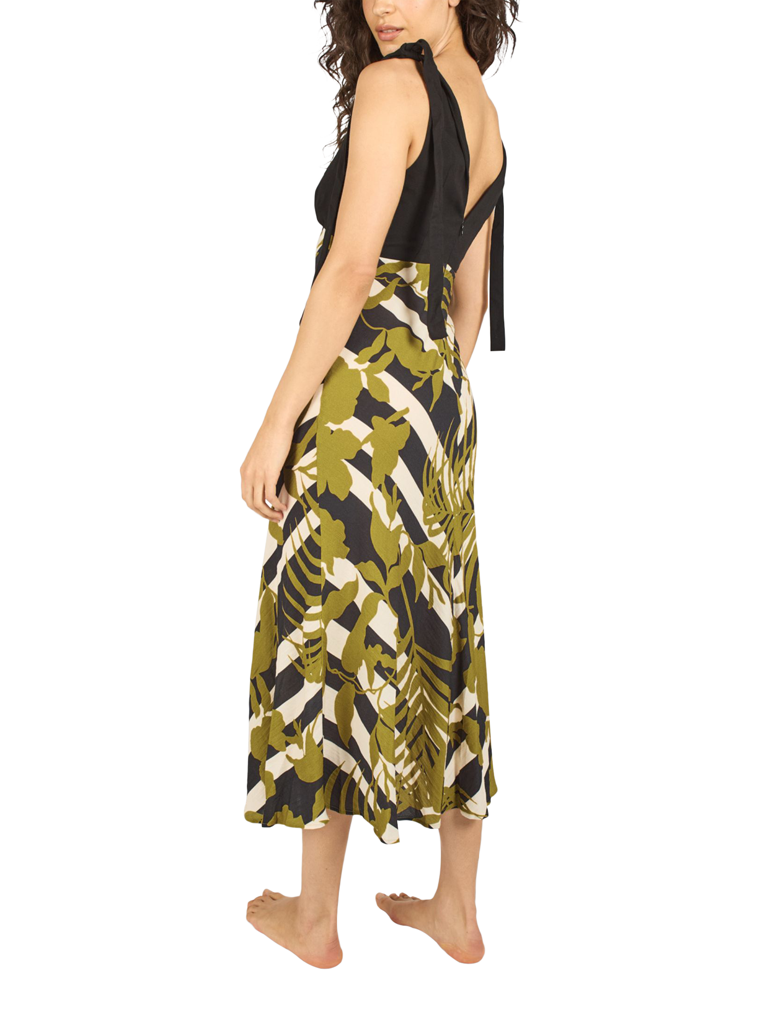 Product image 3 of 7, which shows Traffic People Eddie The Archive Linen Rich Dress, Black/Olive, XS