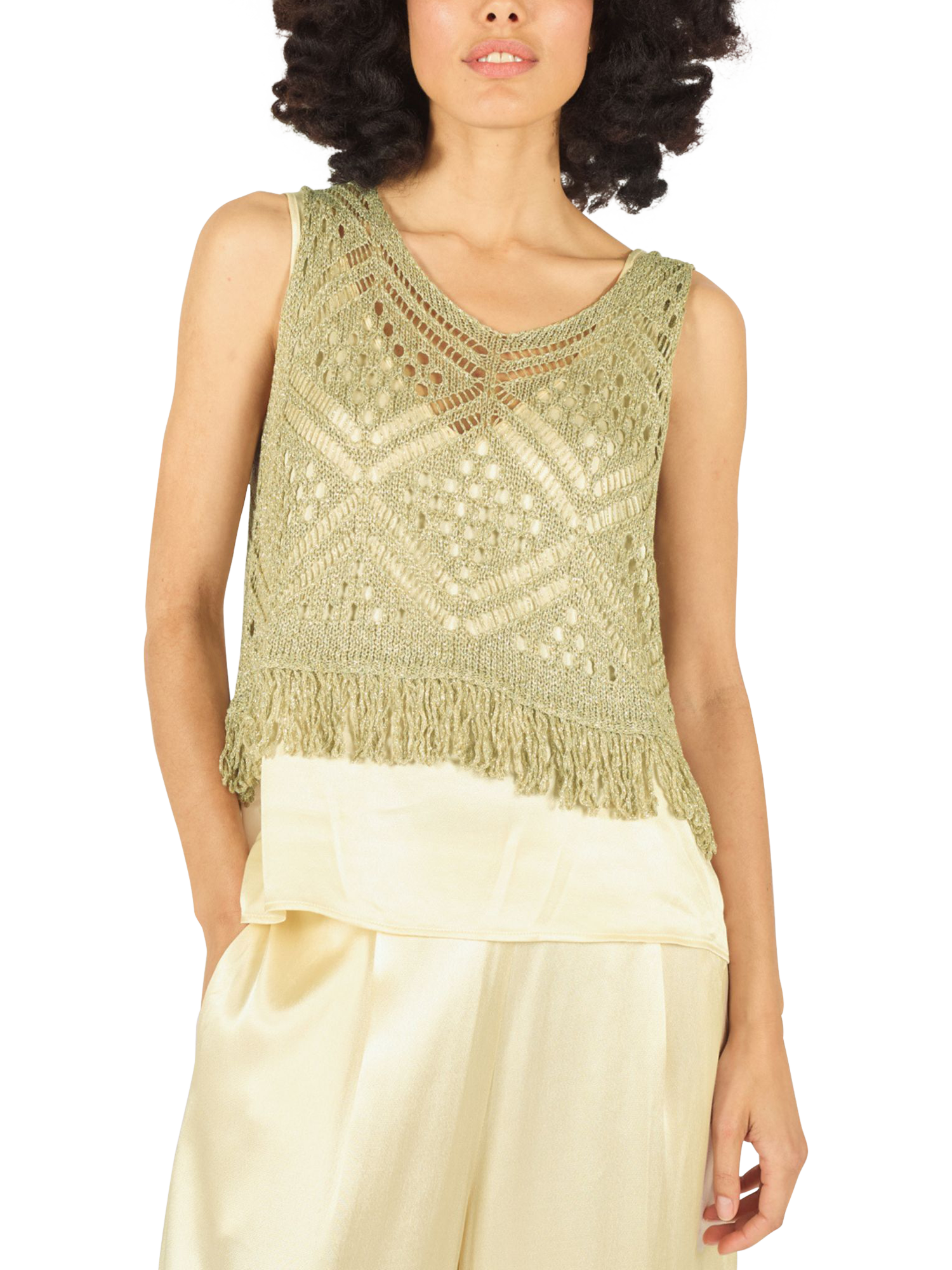Product image 1 of 6, which shows Traffic People Bella Summer Madness Top, Gold, S-M