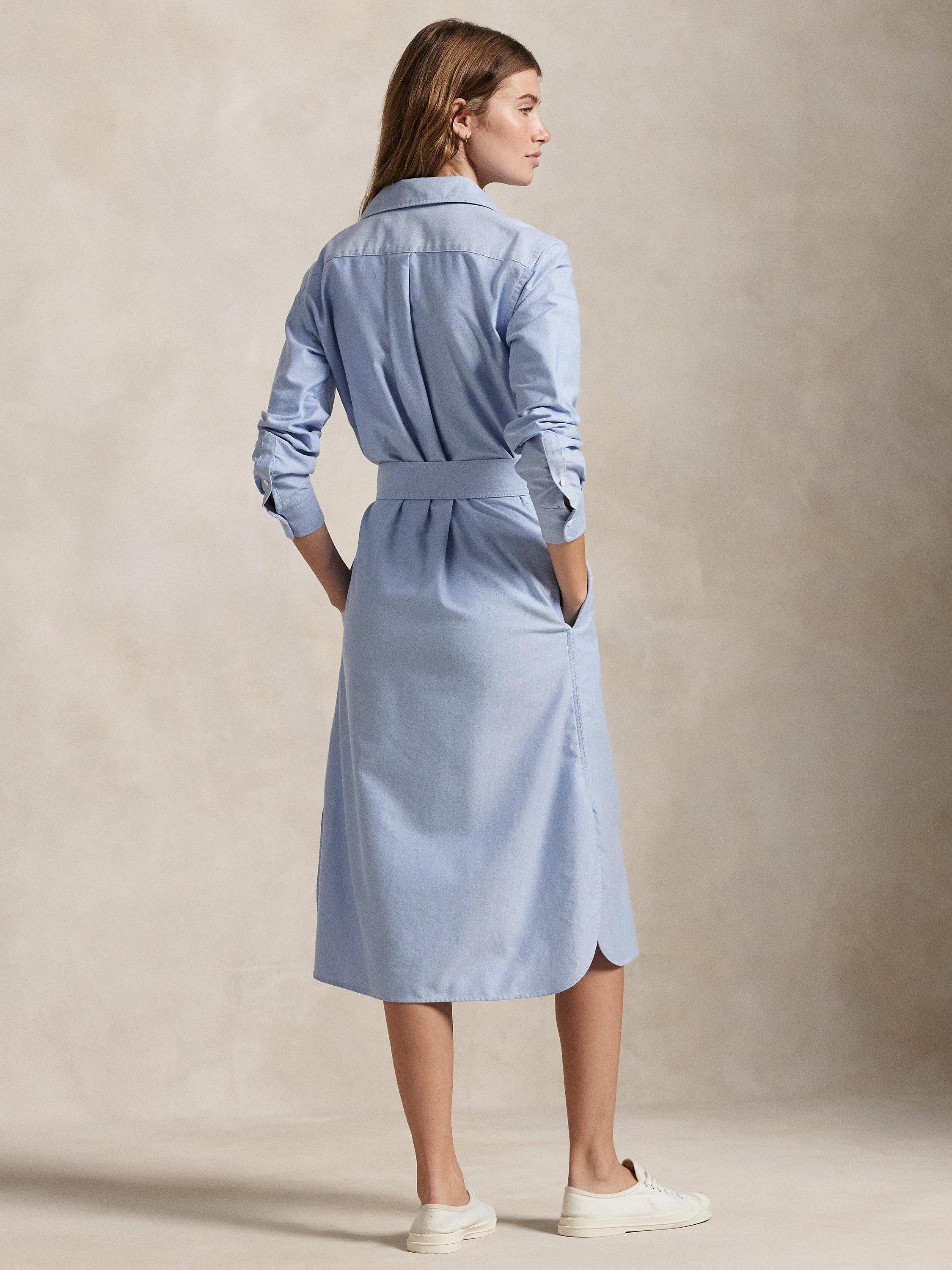 Product image 4 of 4, which shows Polo Ralph Lauren Oxford Cotton Belted Shirt Dress, Bsr Blue, 8