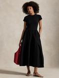 Polo Ralph Lauren Short Sleeve Cotton Knit Midi Dress, Black