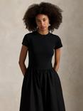 Polo Ralph Lauren Short Sleeve Cotton Knit Midi Dress, Black