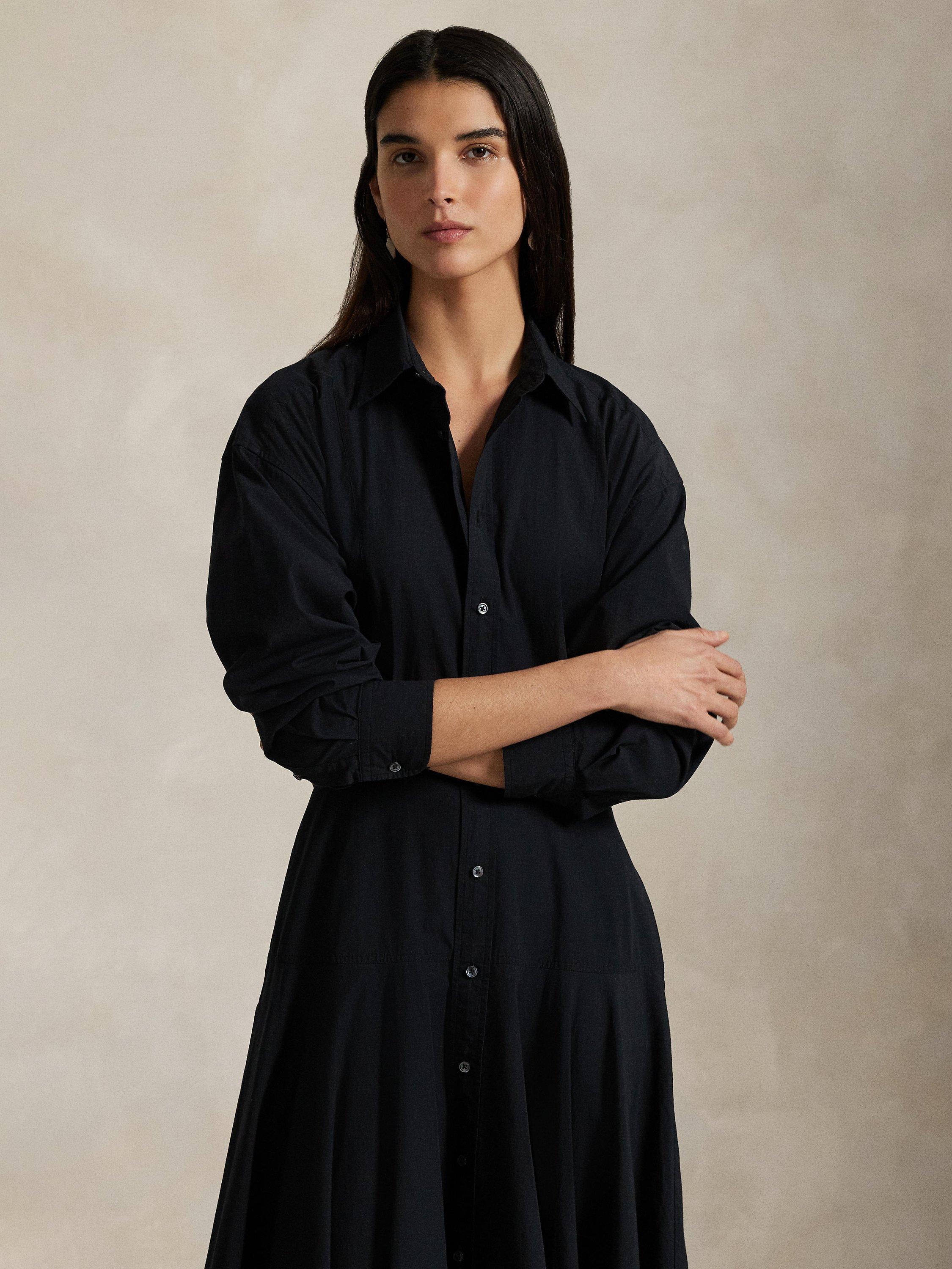 Product image 1 of 4, which shows Polo Ralph Lauren Panelled Cotton Canvas Shirt Dress, Polo Black, 8