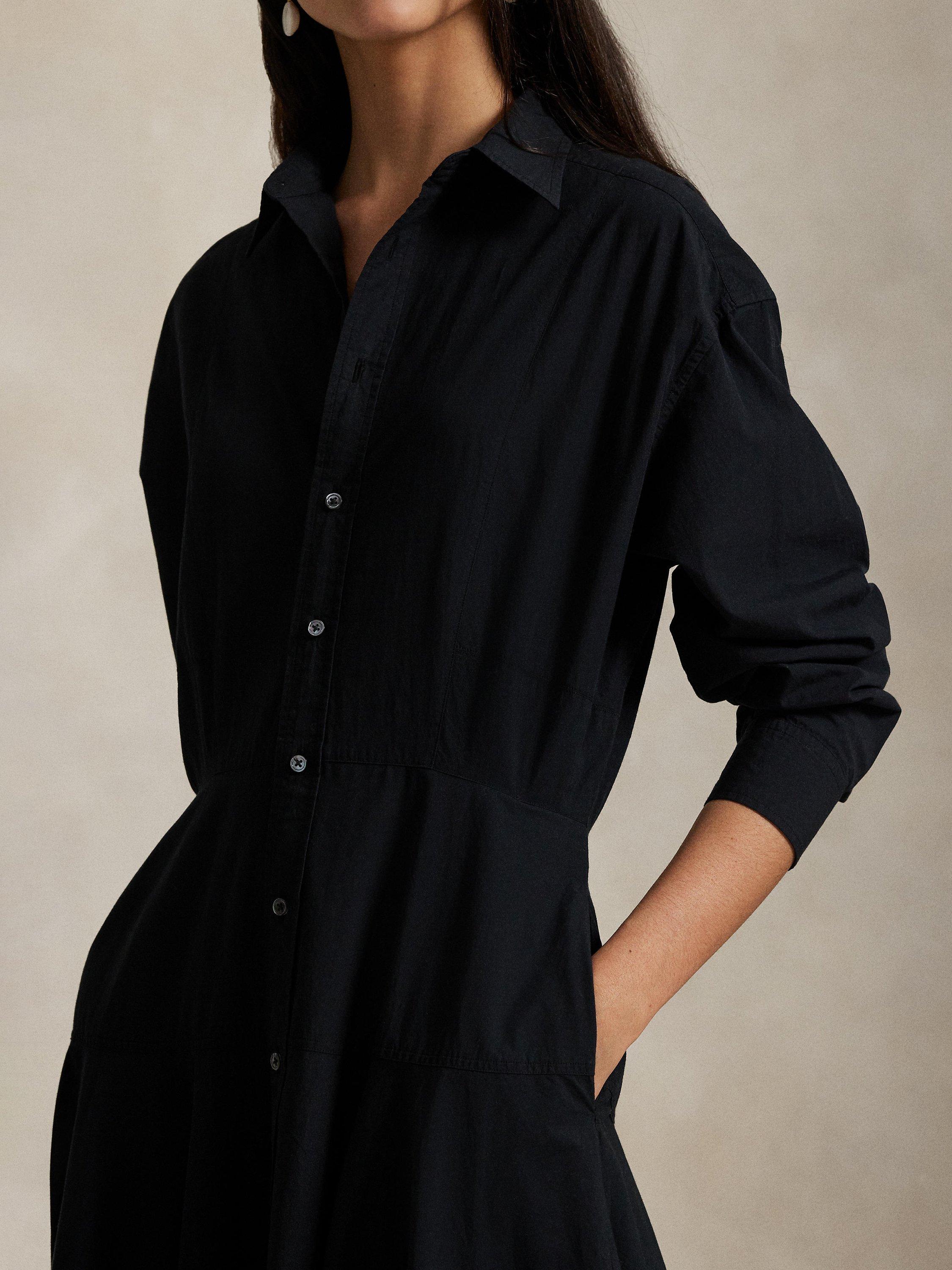 Product image 2 of 4, which shows Polo Ralph Lauren Panelled Cotton Canvas Shirt Dress, Polo Black, 8