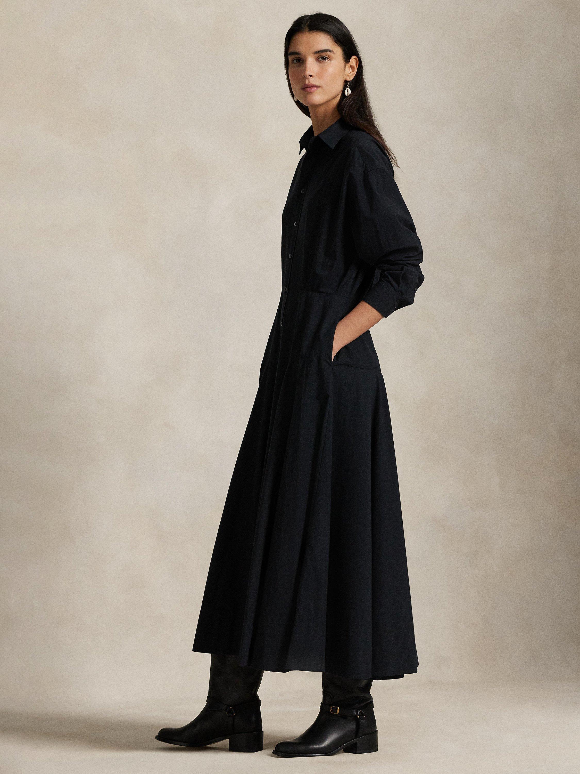 Product image 3 of 4, which shows Polo Ralph Lauren Panelled Cotton Canvas Shirt Dress, Polo Black, 8