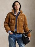 Ralph Lauren Corduroy Quilted Puffer Coat, Tan