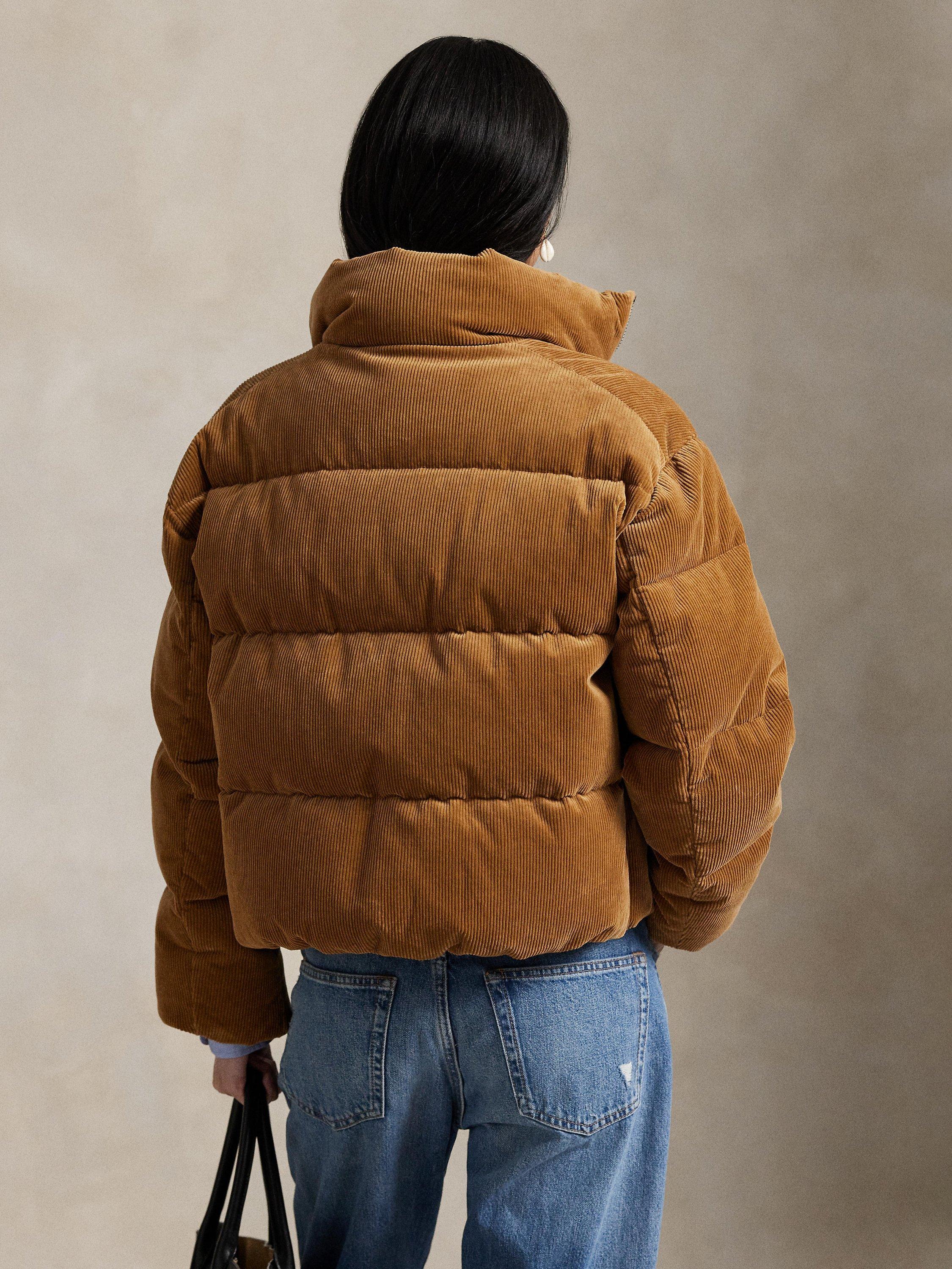 Ralph Lauren Corduroy Quilted Puffer Coat, Tan