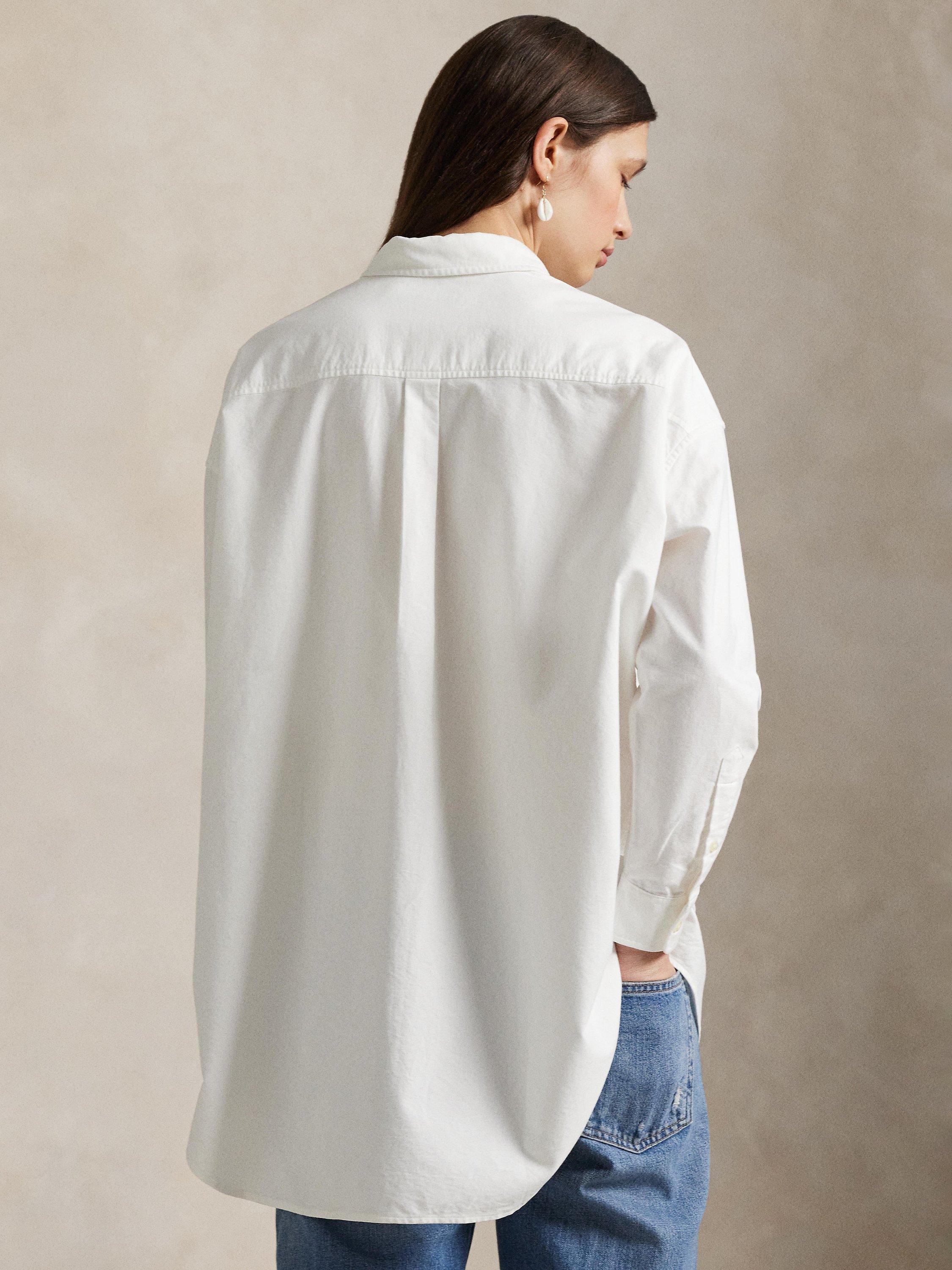Product image 5 of 5, which shows Ralph Lauren Cotton Long Sleeved Oversized Shirt, White, XS
