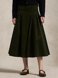 Ralph Lauren Pleated Corduroy A-Line Midi Skirt