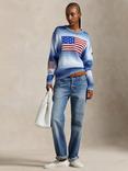 Ralph Lauren Cotton Knit Relaxed Flag Sweater, Blue/Multi