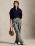 Ralph Lauren Wool Blend Cable Knit Relaxed Half Zip Sweater, Navy