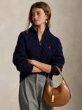 Ralph Lauren Wool Blend Cable Knit Relaxed Half Zip Sweater, Navy