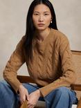 Polo Ralph Lauren Wool Blend Cable Knit Jumper, Light Brown