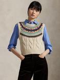 Ralph Lauren Wool Blend Cable Knit Sweater Vest, Multi
