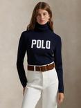Polo Ralph Lauren Logo Turtle Neck Jumper, Navy