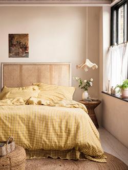 Piglet in Bed Gingham Linen Blend Bedding, Honey Gingham