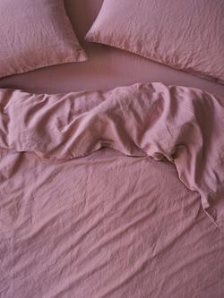Piglet in Bed Plain Linen Bedding, Raspberry