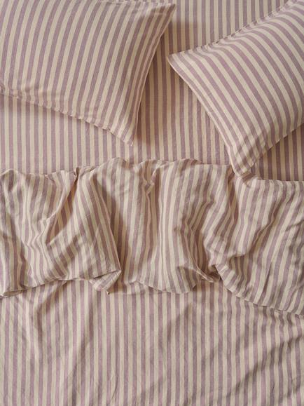 Piglet in Bed Pembroke Stripe Linen Blend Bedding, Elderberry Stripe