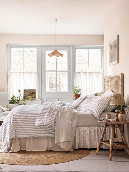 Piglet in Bed Pembroke Stripe Linen Blend Bedding - view 2, Elderberry Stripe