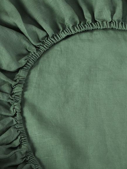 Piglet in Bed Linen Blend Fitted Sheet - view 2, Elm Green