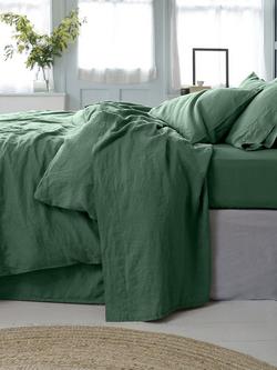 Piglet in Bed Linen Blend Flat Sheet, Elm Green
