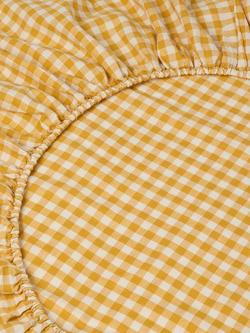 Piglet in Bed Gingham Linen Blend Fitted Sheet - view 2, Honey
