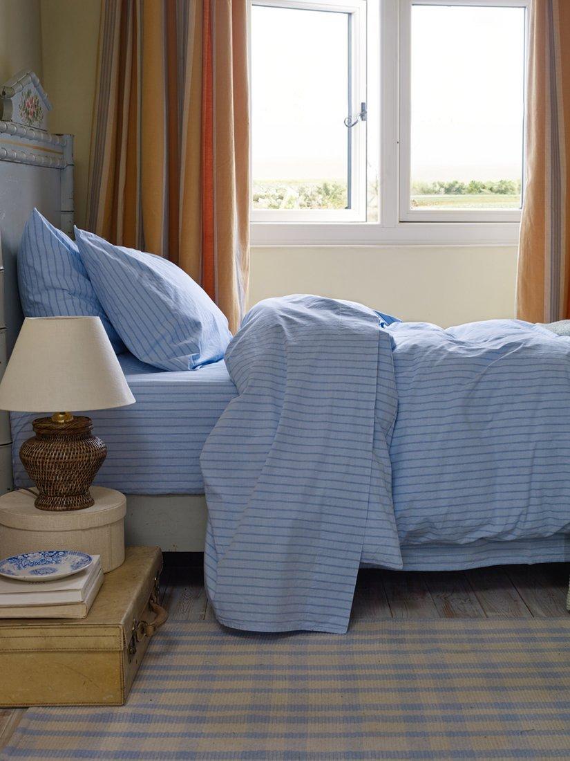 Piglet in Bed Washed Cotton Percale Favourite Shirt Stripe Flat Sheet