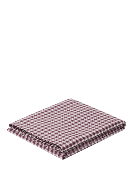Piglet in Bed Gingham Linen Flat Sheet - view 2, Berry Gingham
