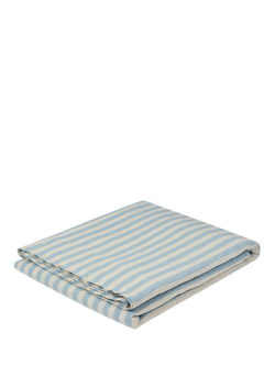 Piglet in Bed Pembroke Stripe Linen Flat Sheet - view 2, Coastal Blue