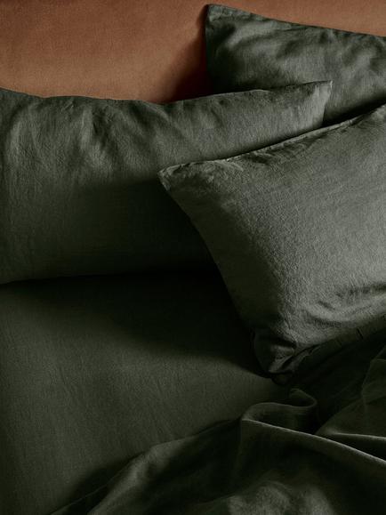 Piglet in Bed Linen Fitted Sheet, Fern Green