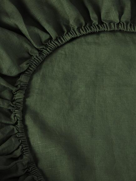 Piglet in Bed Pure Linen Fitted Sheet - view 2, Fern Green