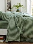 Piglet in Bed Pembroke Stripe Linen Flat Sheet, Pine Green