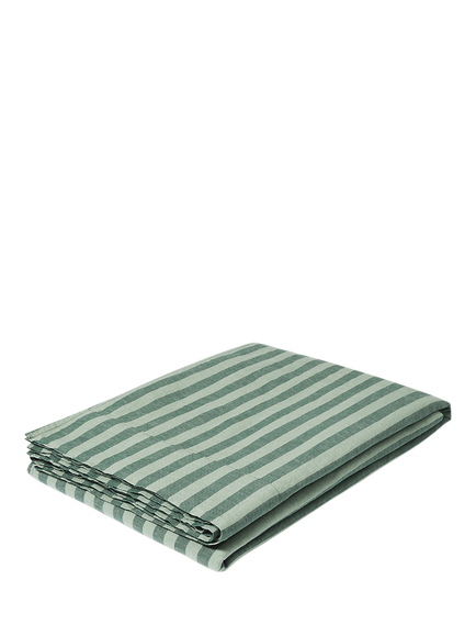 Piglet in Bed Pembroke Stripe Linen Flat Sheet - view 2, Pine Green