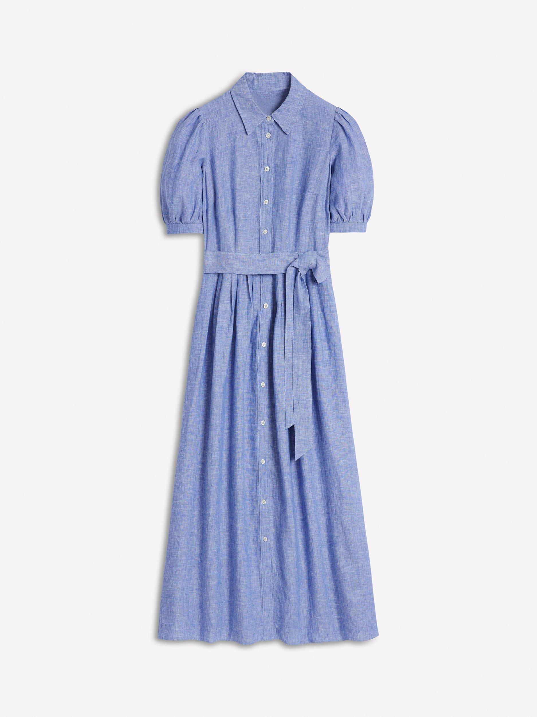 Product image 5 of 5, which shows Boden Alexa Pure Linen Shirt Dress, Blue Chambray, 10