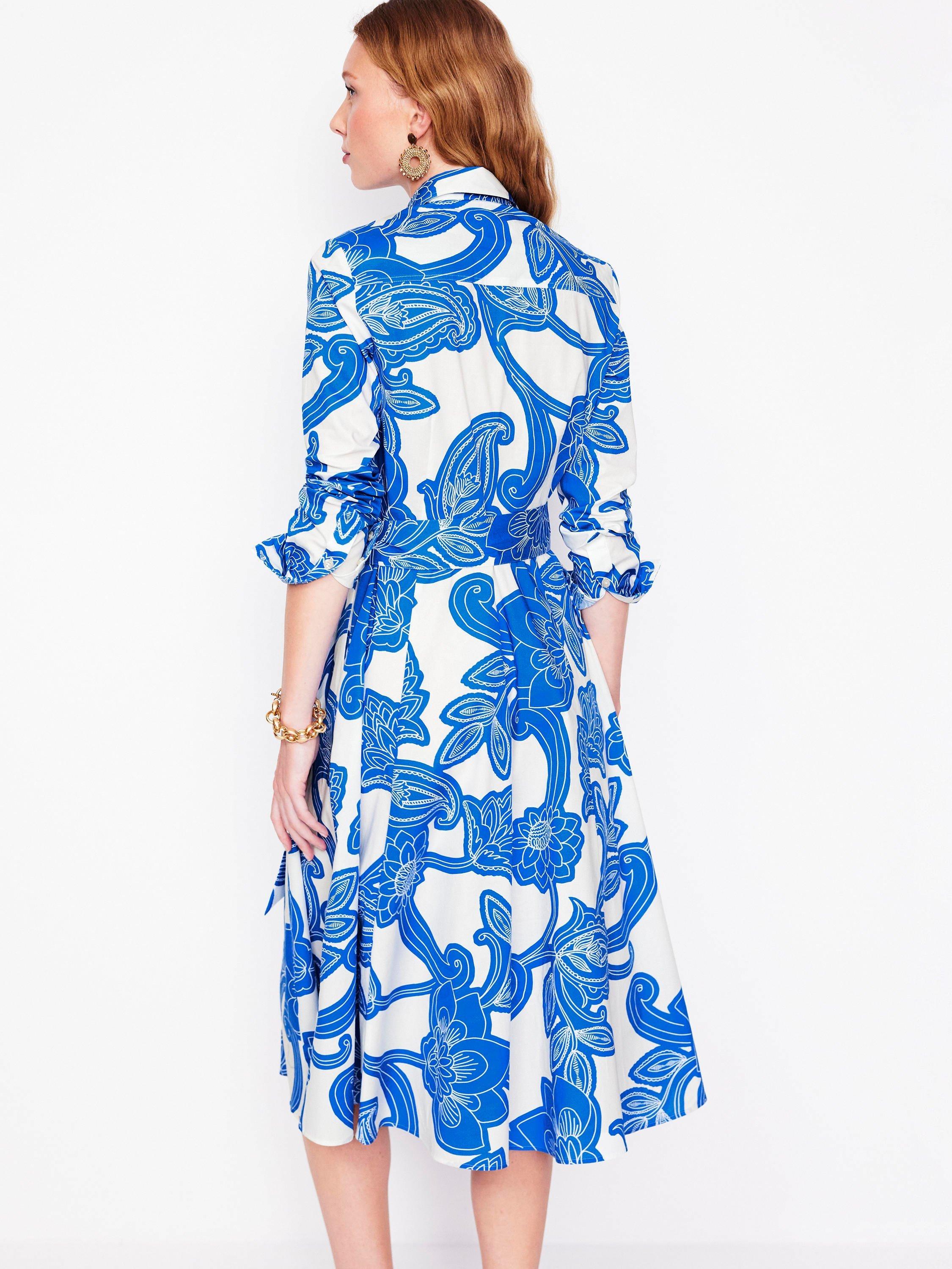 Product image 3 of 5, which shows Boden Amy Floral Midi Shirt Dress, Blue/Multi, 8
