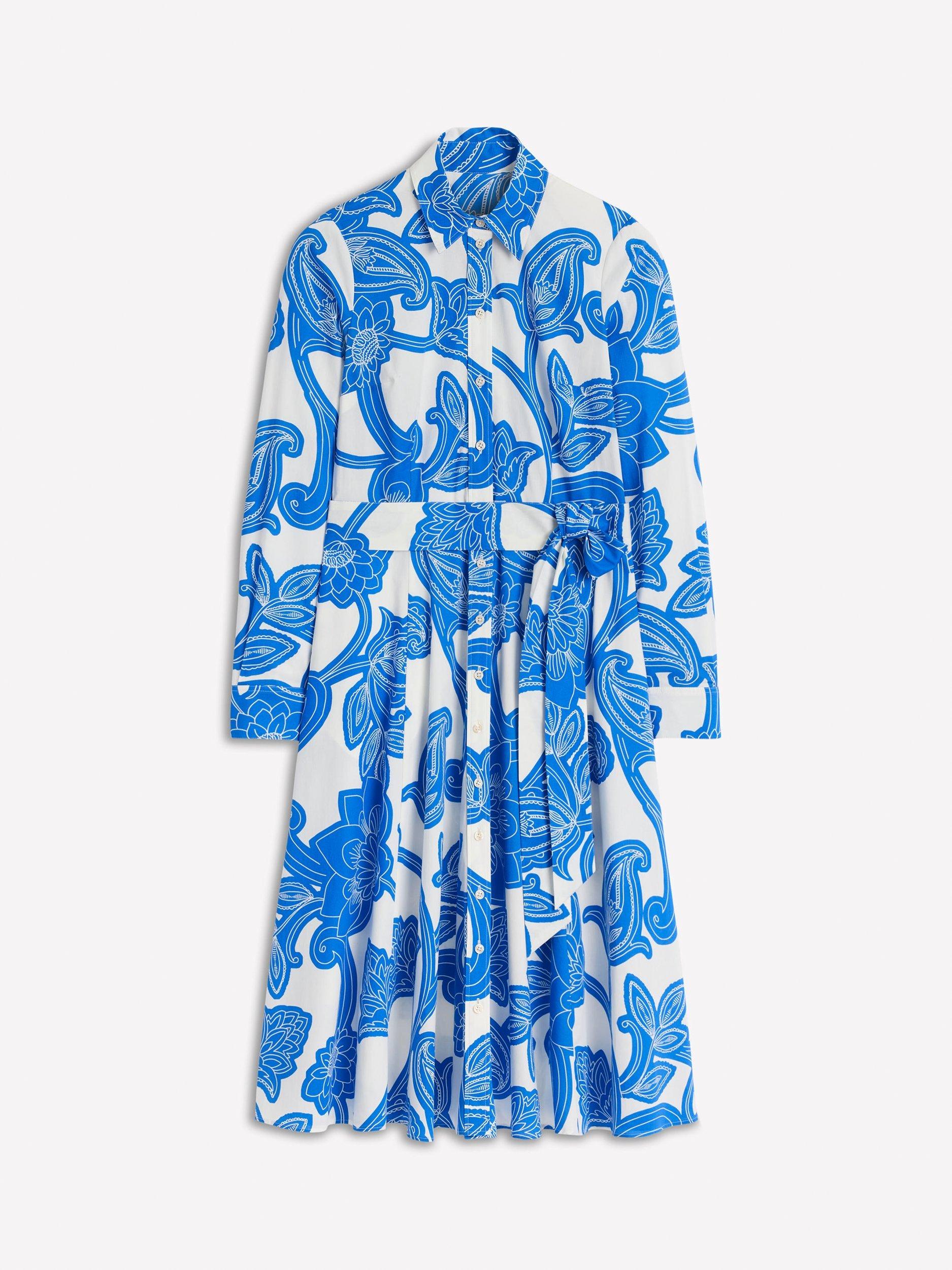 Product image 5 of 5, which shows Boden Amy Floral Midi Shirt Dress, Blue/Multi, 8
