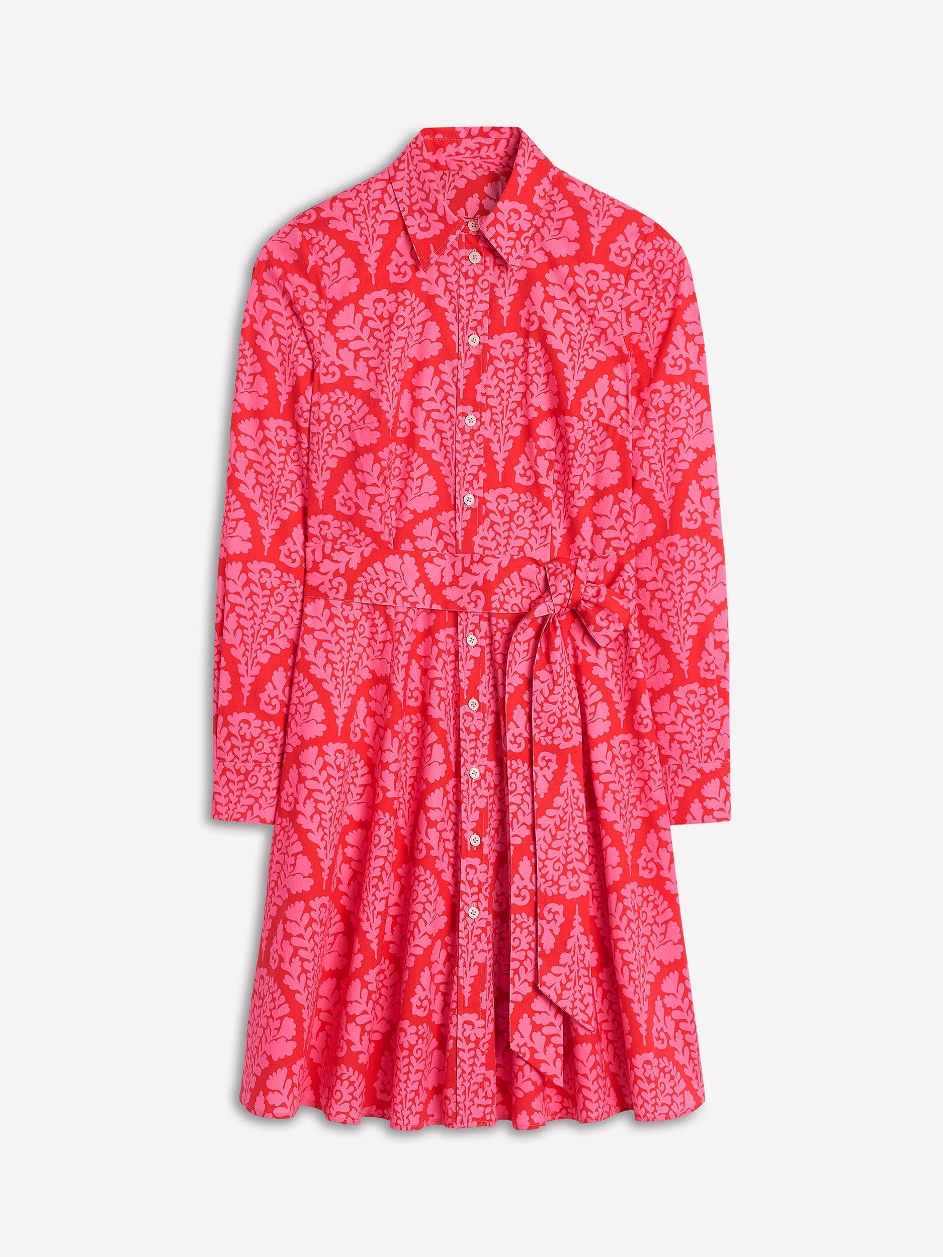 Product image 5 of 5, which shows Boden Amy Floral Mini Shirt Dress, Red/Multi, 10