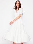 Boden Anna Double Cloth Cotton Midi Dress, White, White